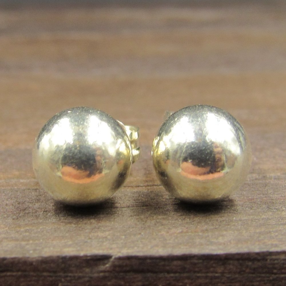 Sterling Tiny Rustic Small Orb Stud Earrings - image 1